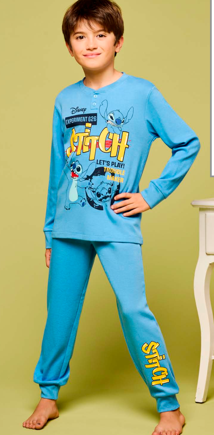 Pigiama caldo cotone Lilo e Stitch Disney interlock bambino baby DY40M7820