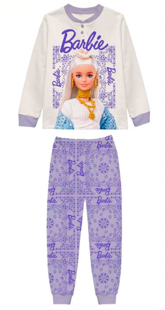 Pigiama caldo cotone Barbie interlock bambina baby MT50L8959