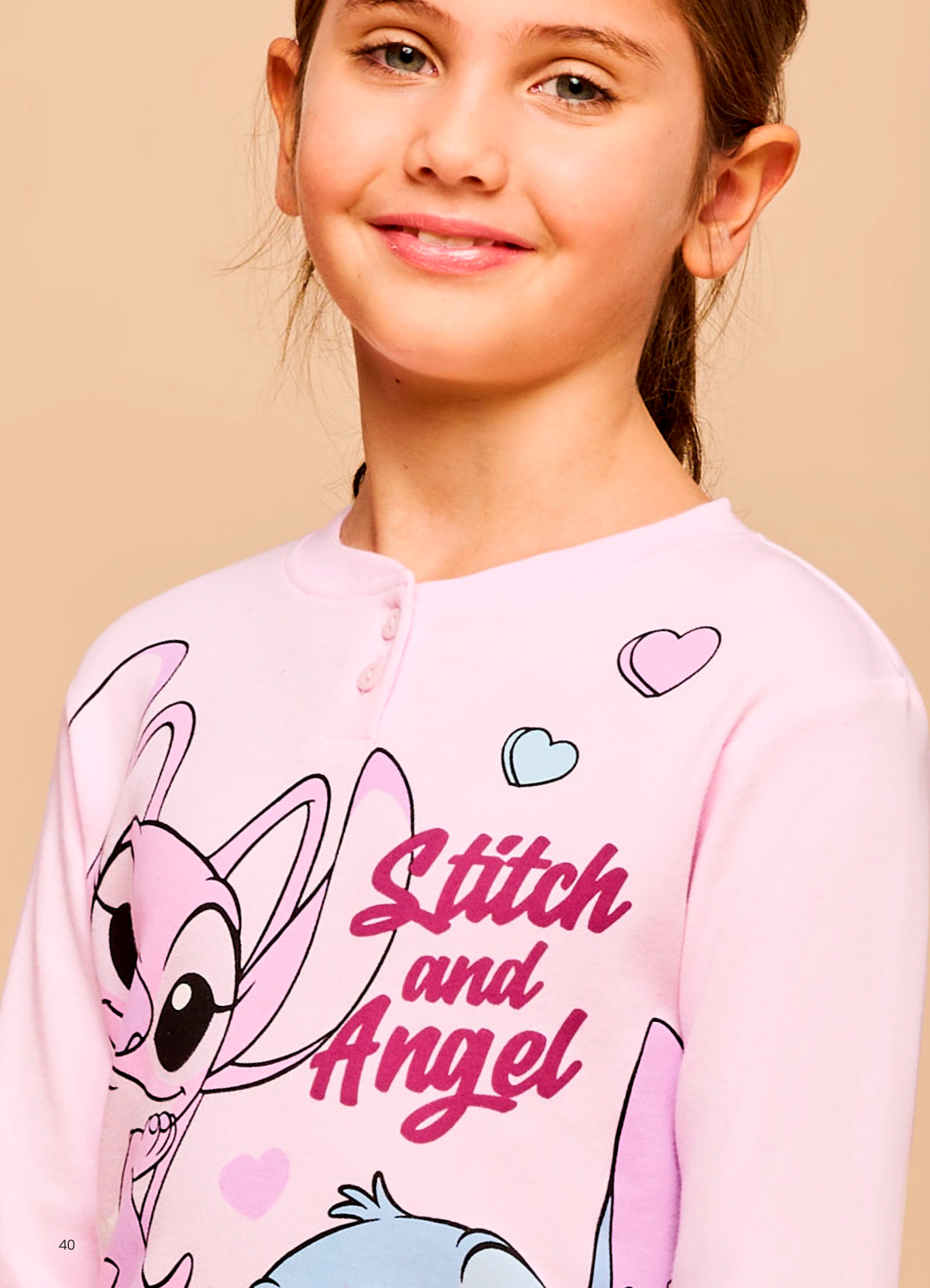 Pigiama caldo cotone Lilo e Stitch Disney interlock bambina baby DY50L8957