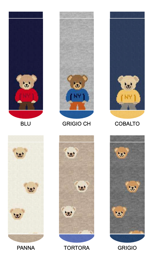 Confezione da 6 paia di calze antiscivolo baby in caldo cotone Meritex 4475 Teddy