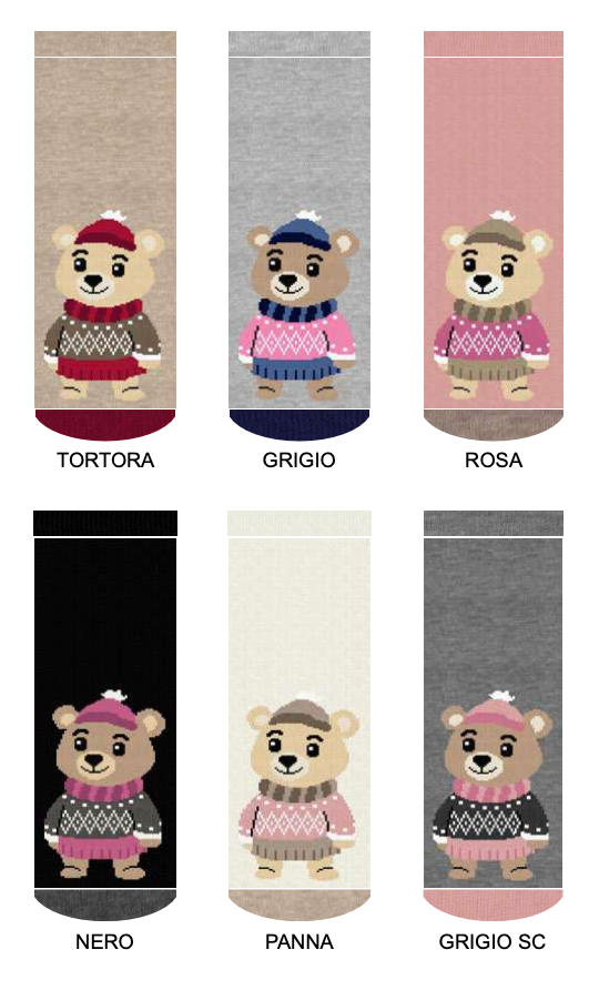 Confezione da 6 paia di calze antiscivolo bambina Meritex in caldo cotone 4397 Bear