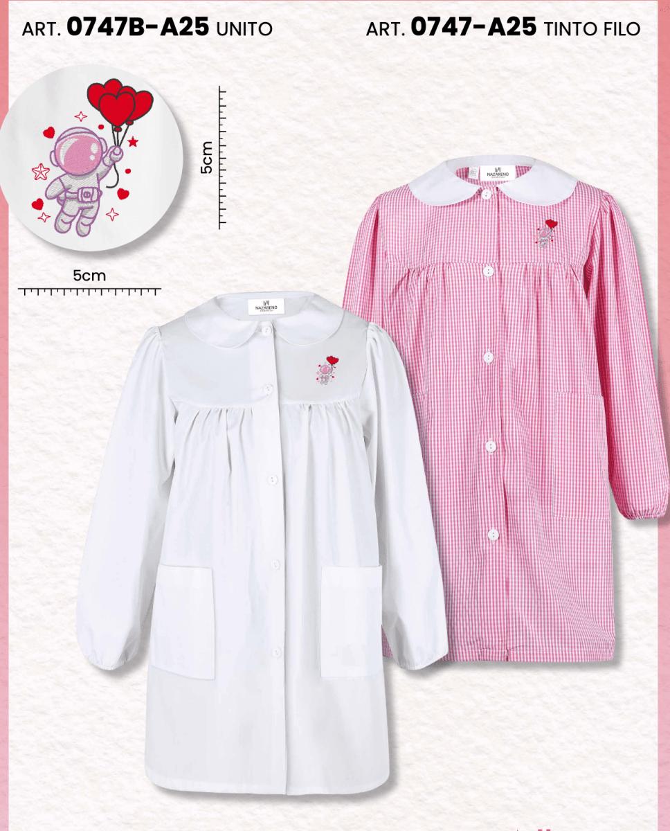 Grembiule asilo bambina bianco con abbottonatura centrale Nazareno Gabrielli ricamo Cuori 0747 - Caos Intimo Donna - Uomo - Bambini - Casa - Nazareno Gabrielli
