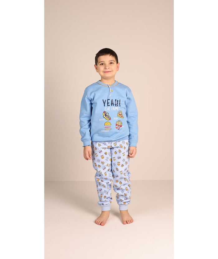 Pigiama invernale bambino cotone felpato Gary 3060