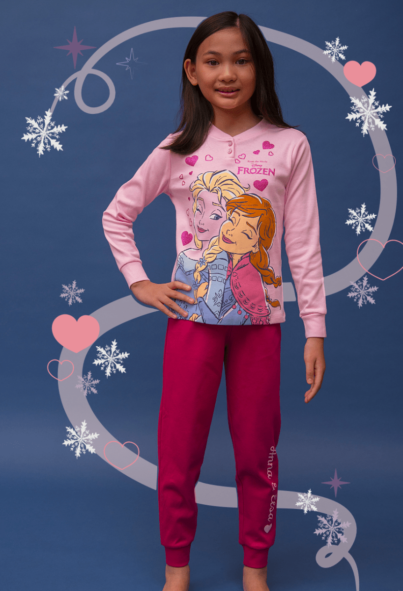 Pigiama caldo cotone Frozen Disney interlock bambina baby DY50A3529 - Caos Intimo Donna - Uomo - Bambini - Casa - Disney