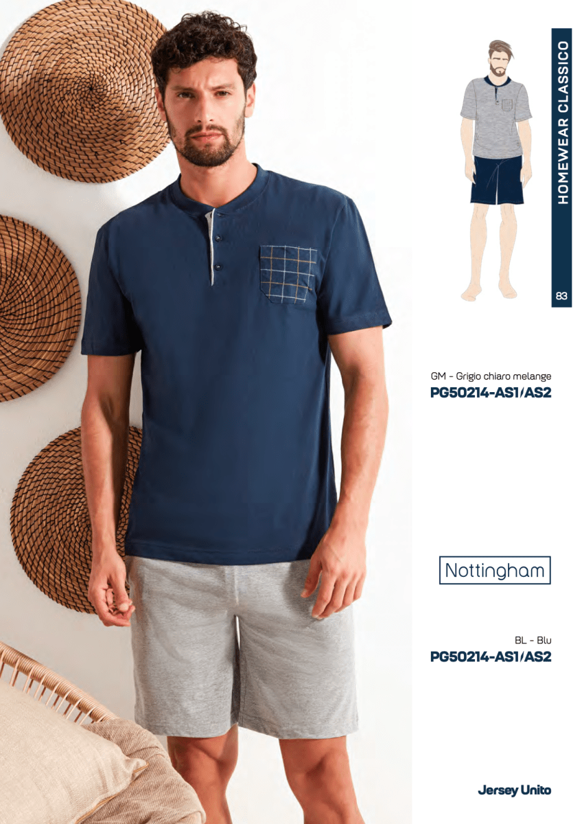 Pigiama corto uomo Nottingham 100% cotone PG50214 - Caos Intimo Donna - Uomo - Bambini - Casa - Nottingham
