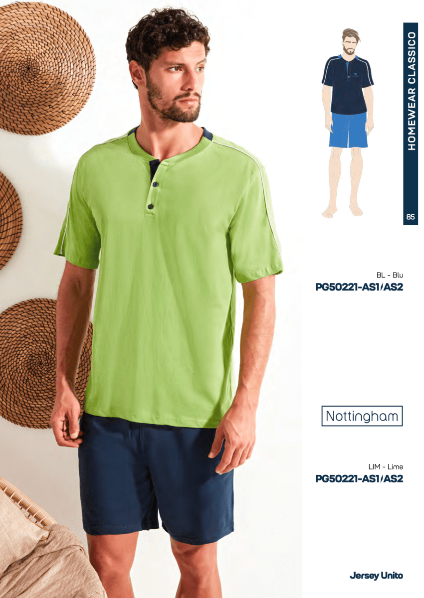 Pigiama corto uomo Nottingham 100% cotone PG50221 - Caos Intimo Donna - Uomo - Bambini - Casa - Nottingham
