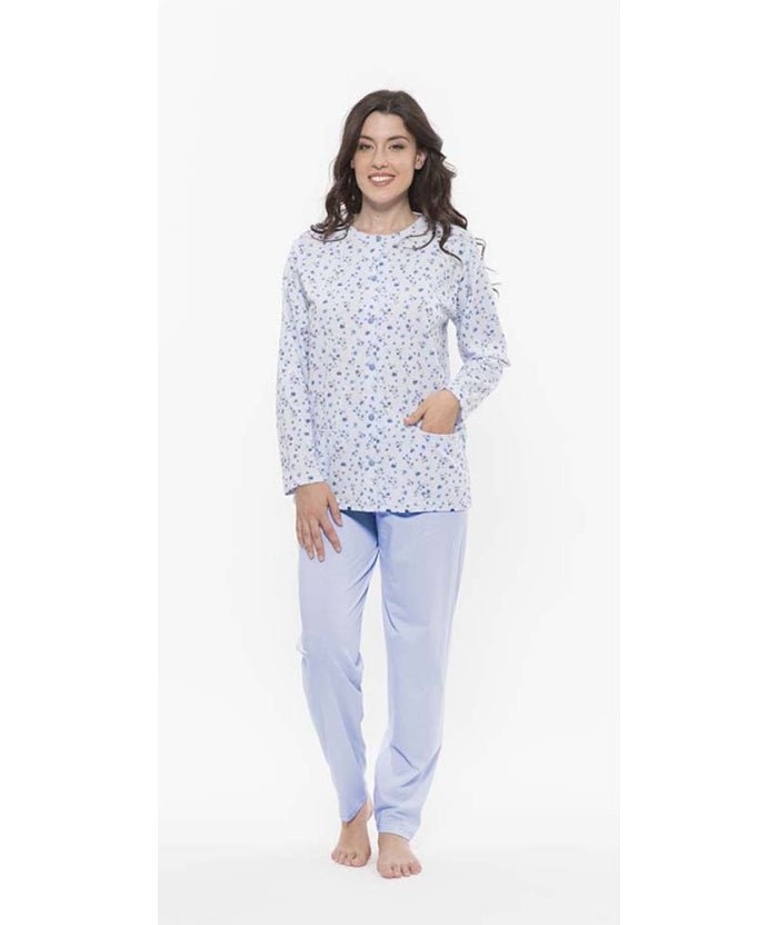 Pigiama donna aperto Jersey Gary puro cotone CB580081 - Caos Intimo Donna - Uomo - Bambini - Casa - Gary