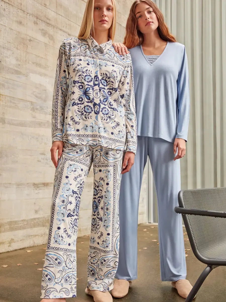 Pigiama donna Gisela collo a punta in viscosa 20318 - Caos Intimo Donna - Uomo - Bambini - Casa - Gisela