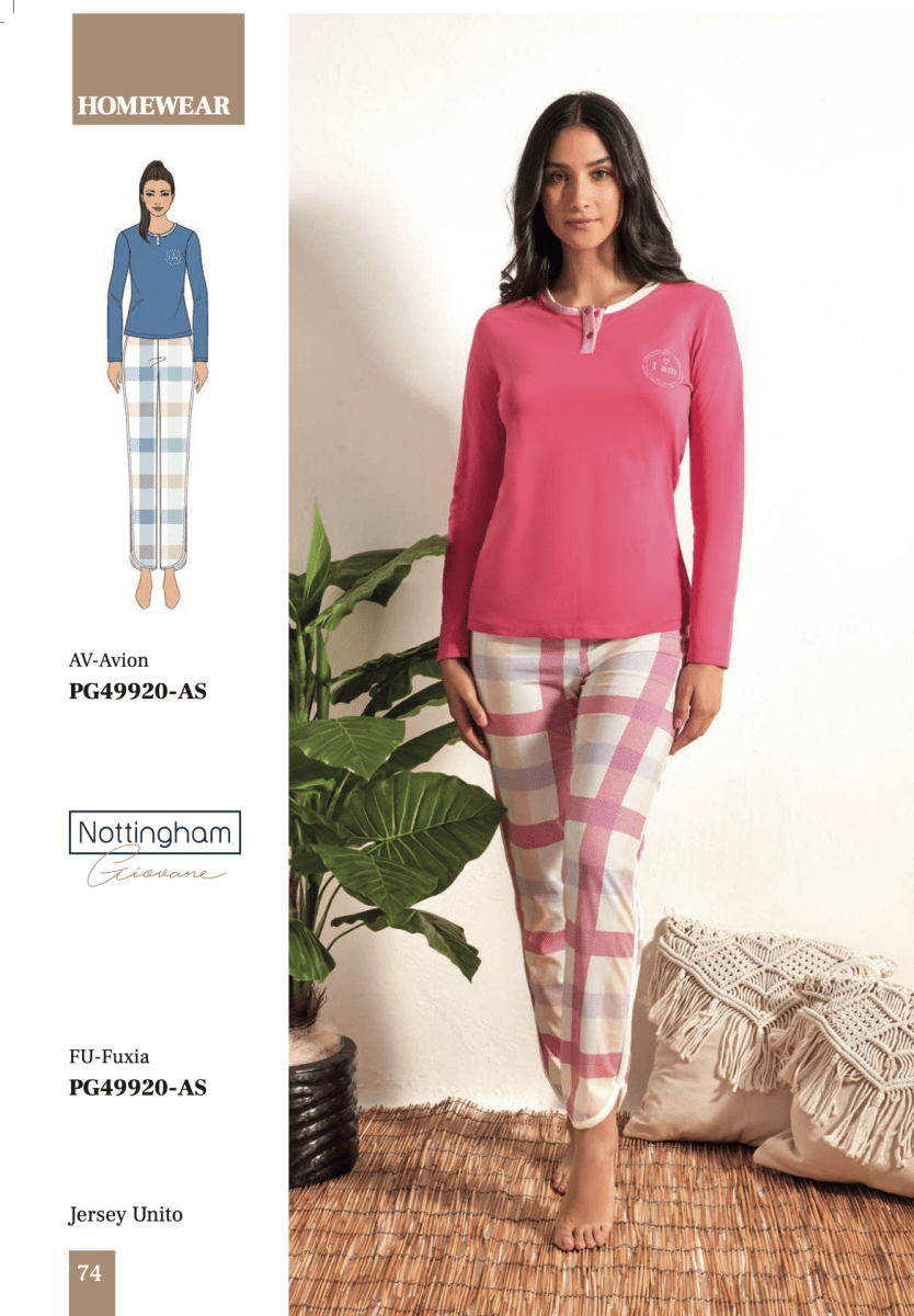Pigiama donna Nottingham cotone PG49920 - Caos Intimo Donna - Uomo - Bambini - Casa - Nottingham