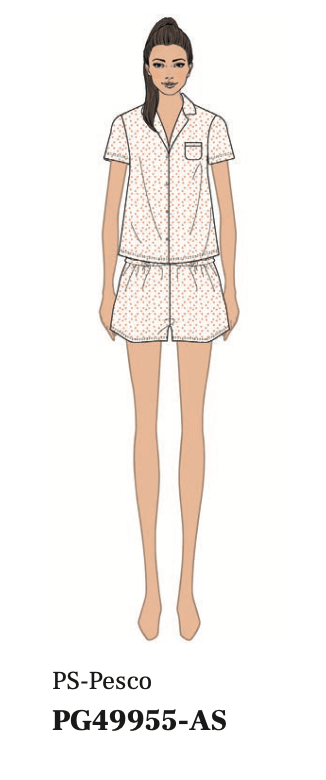 Pigiama donna Nottingham mezza manica aperta e pantaloncino corto PG49955 - Caos Intimo Donna - Uomo - Bambini - Casa - Nottingham