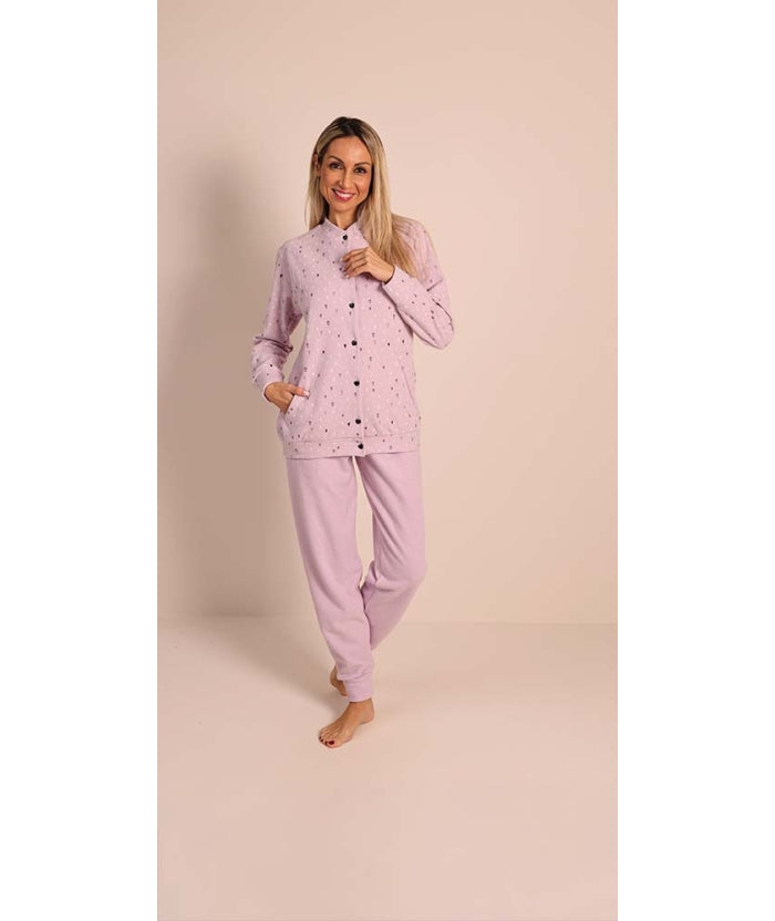 Pigiama donna invernale aperto punto Milano Gary flanellato 5176CONF
