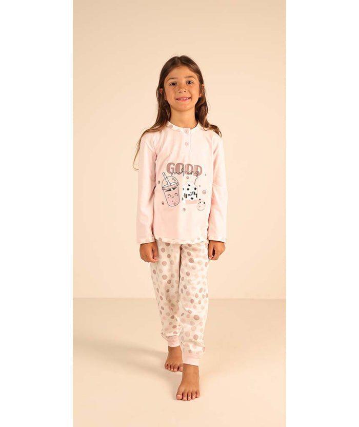 Pigiama Gary cotone bambina manica lunga 2 bottoni Z20006 - Caos Intimo Donna - Uomo - Bambini - Casa - Gary