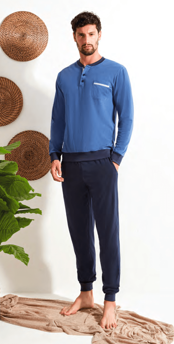 Pigiama lungo uomo calibrato Nottingham puro cotone PG50178X - Caos Intimo Donna - Uomo - Bambini - Casa - Nottingham