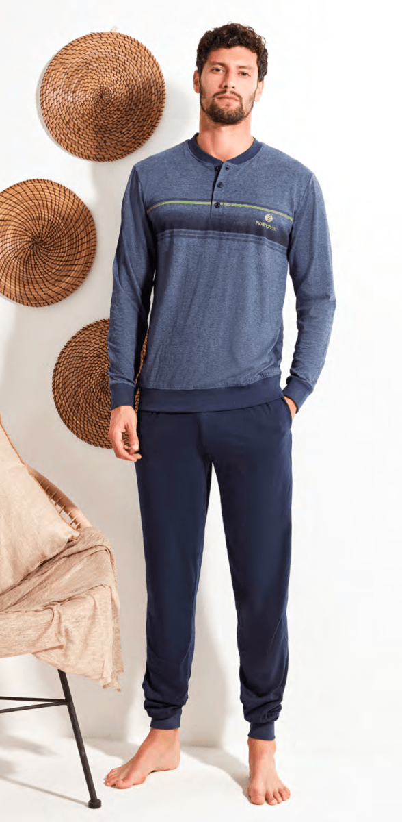 Pigiama lungo uomo Nottingham 100% cotone PG50150 - Caos Intimo Donna - Uomo - Bambini - Casa - Nottingham