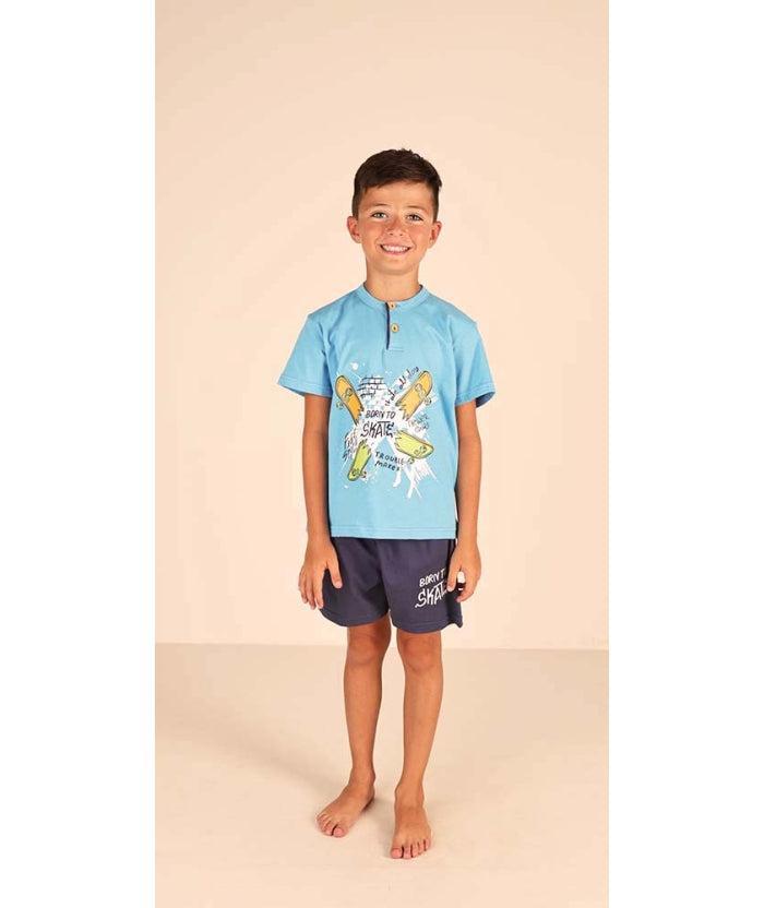 Pigiama mezza manica pantaloncino bambino jersey puro cotone Gary Z25084 - Caos Intimo Donna - Uomo - Bambini - Casa - Gary
