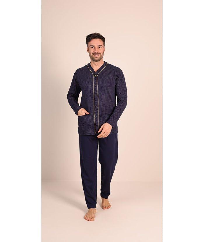 Pigiama uomo aperto Gary calibrato invernale interlock 6055CONF - Caos Intimo Donna - Uomo - Bambini - Casa - Gary