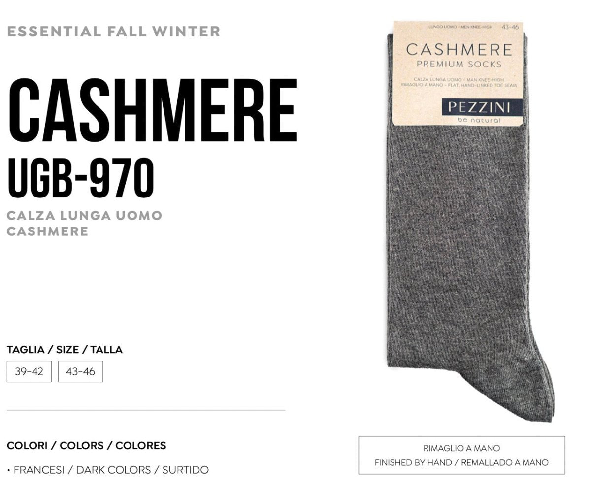 Confezione da 3 paia di calze lunghe uomo in morbido cashmere rasato  Pezzini Ugb-Cashmere