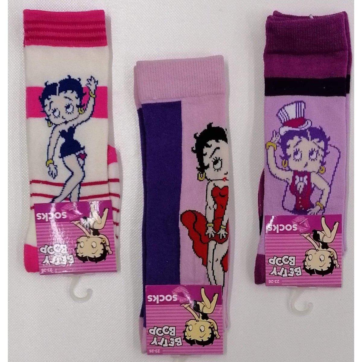 Confezione da 3 paia di calzettoni bimba in caldo cotone Betty Boop HS80473 - Caos Intimo Donna - Uomo - Bambini - Casa - Disney
