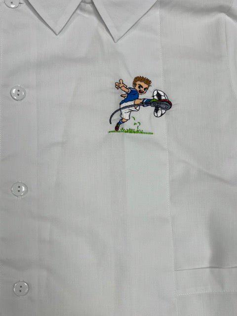 Grembiule asilo bambino bianco con abbottonatura laterale Siggi collezione green Calcio 3948 - Caos Intimo Donna - Uomo - Bambini - Casa - Siggi
