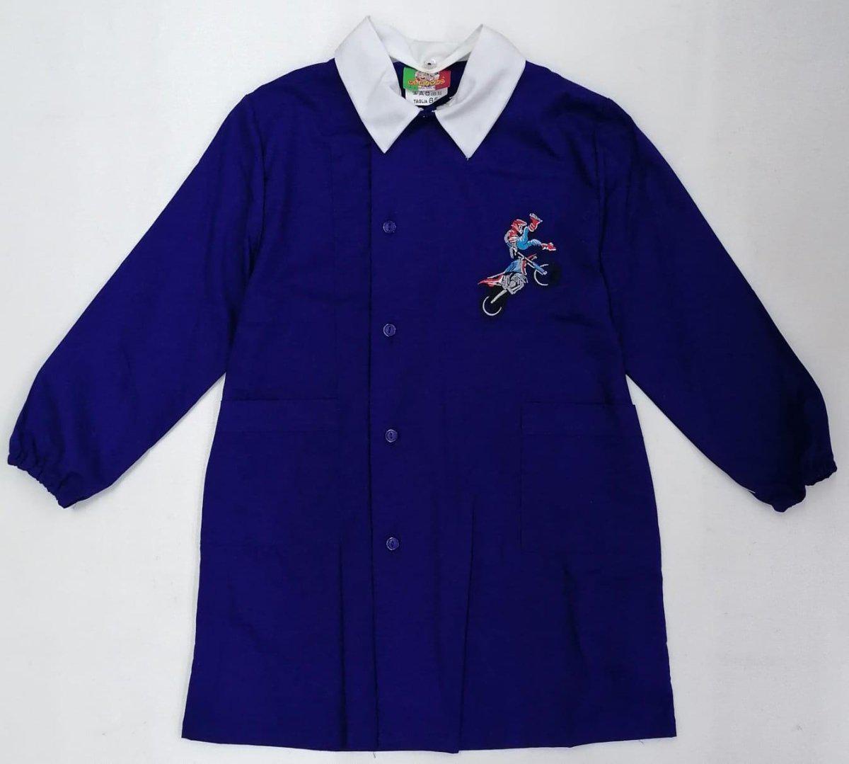 Grembiule scuola elementare bambino blu con abbottonatura laterale Cross MN809