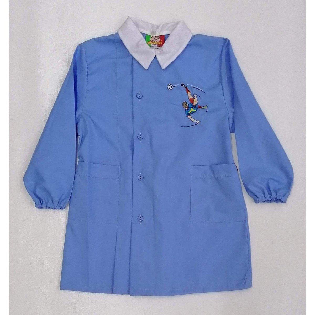 Grembiule scuola elementare bambino con abbottonatura laterale ricamo Calcio MN600