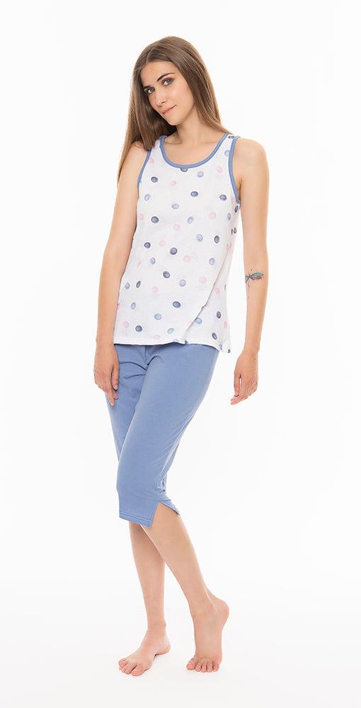 Pigiama calibrato donna Jersey Gary canotta pinocchietto 100% cotone P55027 - Caos Intimo Donna - Uomo - Bambini - Casa - Gary