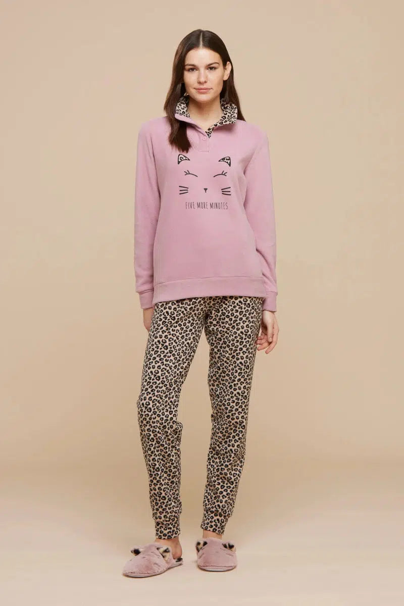 Pigiama donna invernale micropile Noidinotte con collo alto GhepardoFA8402 - Caos Intimo Donna - Uomo - Bambini - Casa - Noidinotte
