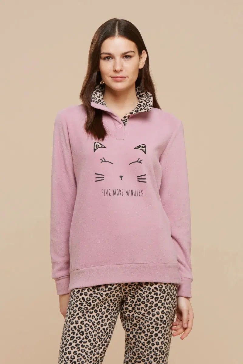 Pigiama donna invernale micropile Noidinotte con collo alto GhepardoFA8402 - Caos Intimo Donna - Uomo - Bambini - Casa - Noidinotte