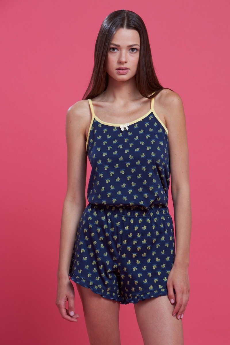Pigiama donna puro cotone spallina e pantaloncino Noidinotte Paperette FA7766AB - Caos Intimo Donna - Uomo - Bambini - Casa - Noidinotte