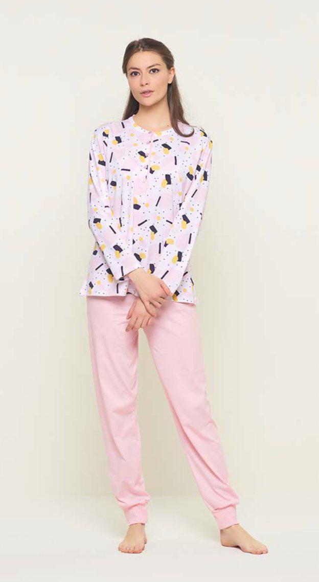 Pigiama donna serafino Jersey Gary puro cotone U50015 - Caos Intimo Donna - Uomo - Bambini - Casa - Gary