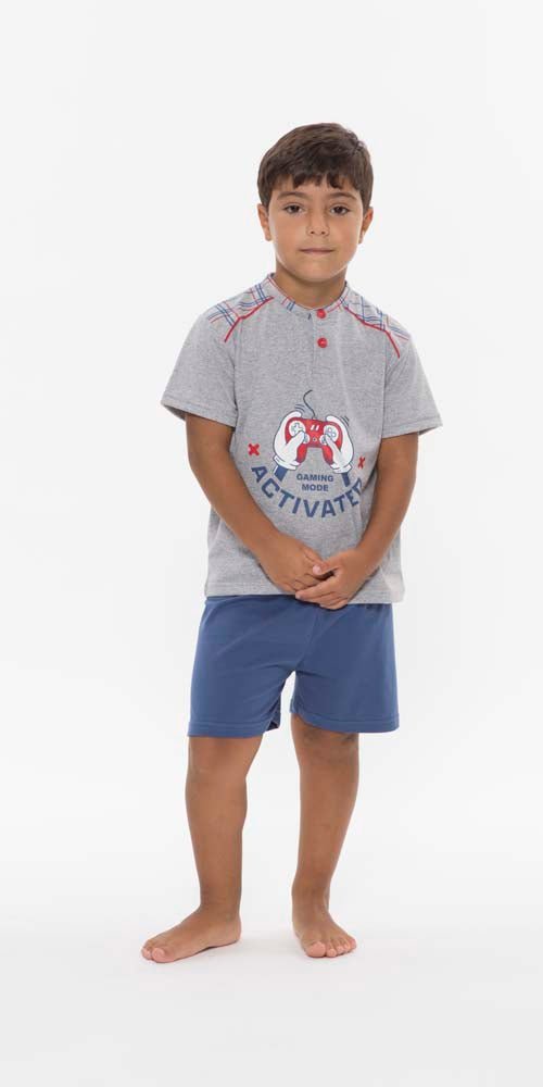 Pigiama mezza manica pantaloncino bambino jersey puro cotone Gary R35088 - Caos Intimo Donna - Uomo - Bambini - Casa - Gary