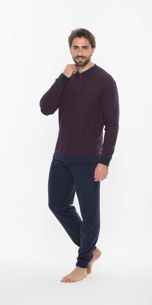 Pigiama uomo invernale collo serafino punto Milano Gary flanellato Q60065 - Caos Intimo Donna - Uomo - Bambini - Casa - Gary