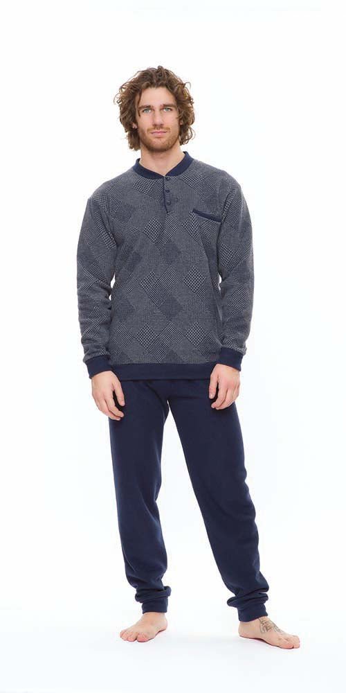 Pigiama uomo invernale collo serafino punto Milano Gary flanellato S60061 - Caos Intimo Donna - Uomo - Bambini - Casa - Gary