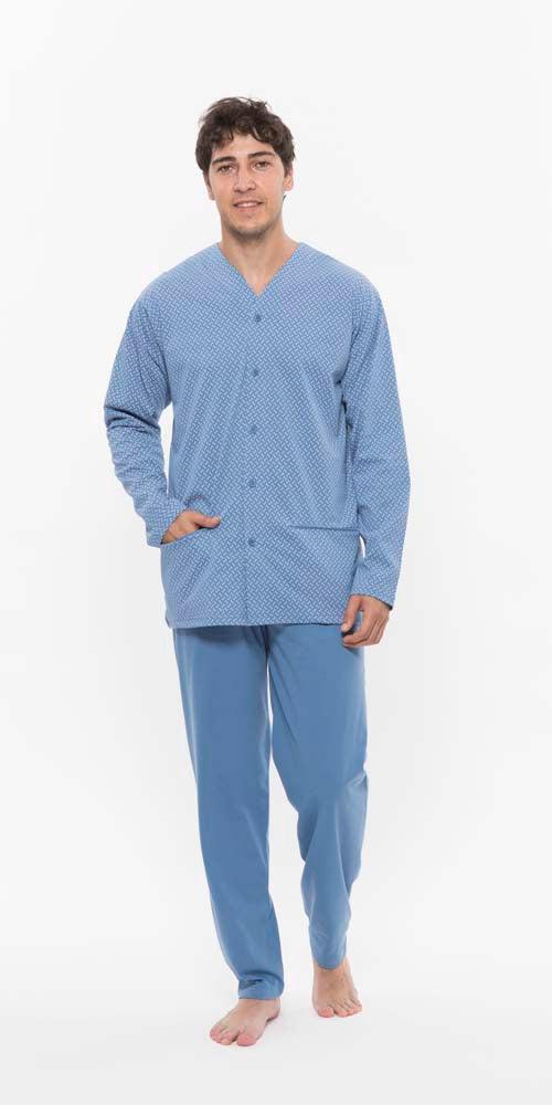 Pigiama uomo lungo Jersey aperto Gary puro cotone R60003 - Caos Intimo Donna - Uomo - Bambini - Casa - Gary