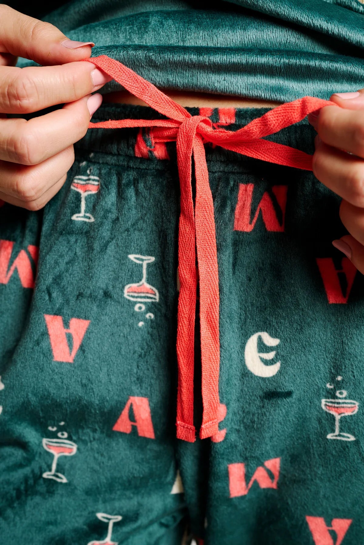 Pigiama donna in ciniglia felpata girocollo Muydemi 12011041