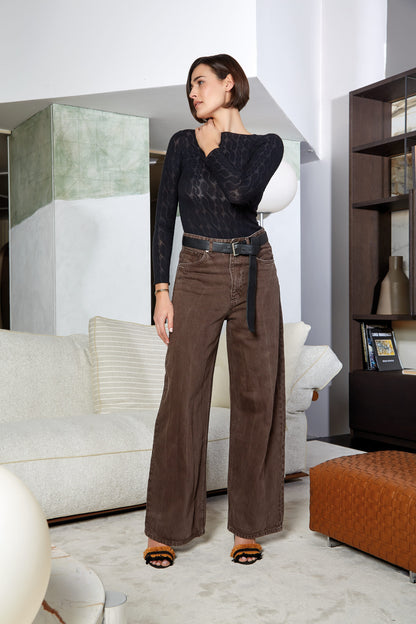 Maglia donna manica lunga collo tondo Sublyme in modal cashmere ultralight 3D 1469 Treccia