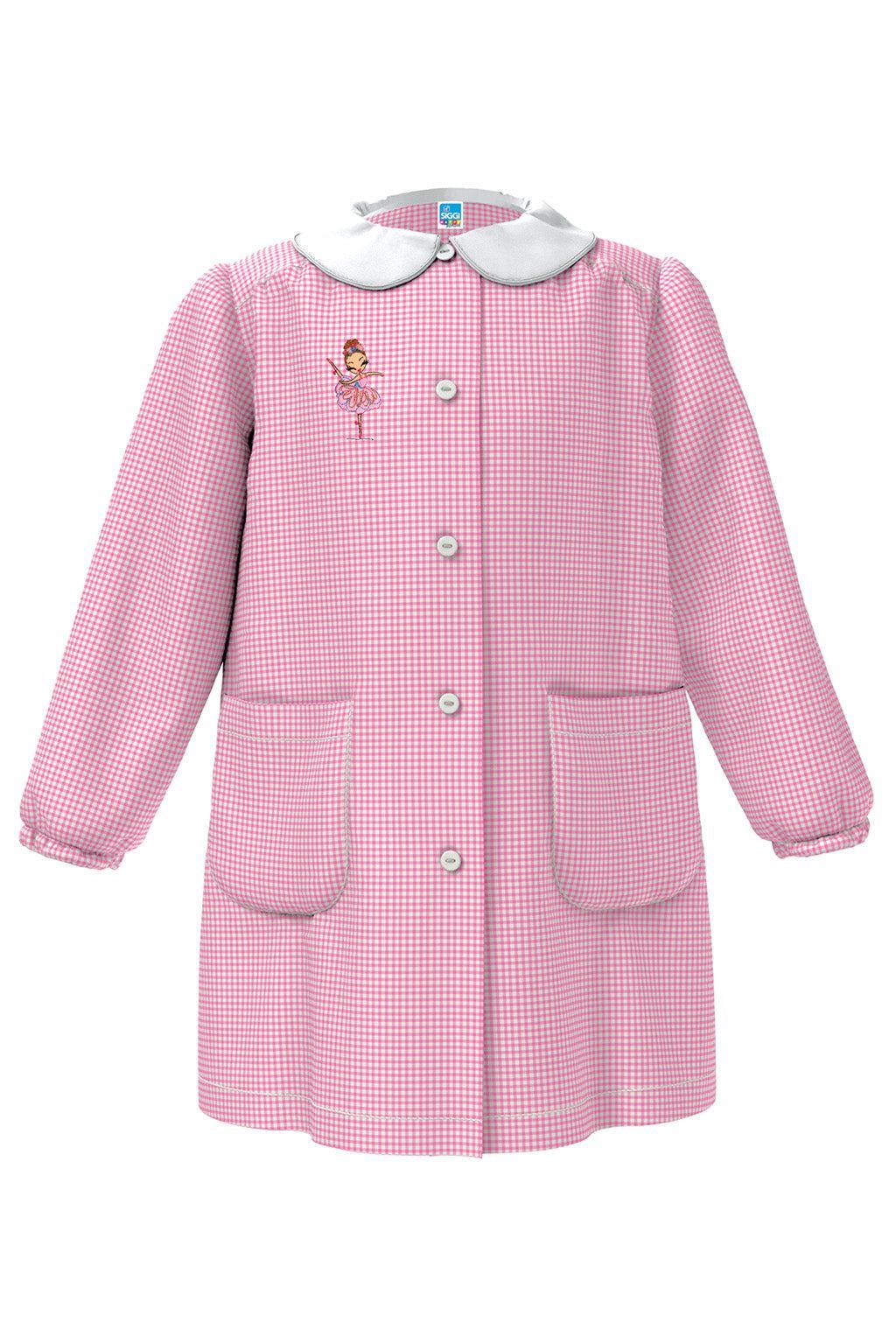 Grembiule asilo bambina con abbottonatura centrale centrale Siggi ricamo Ballerina 4028