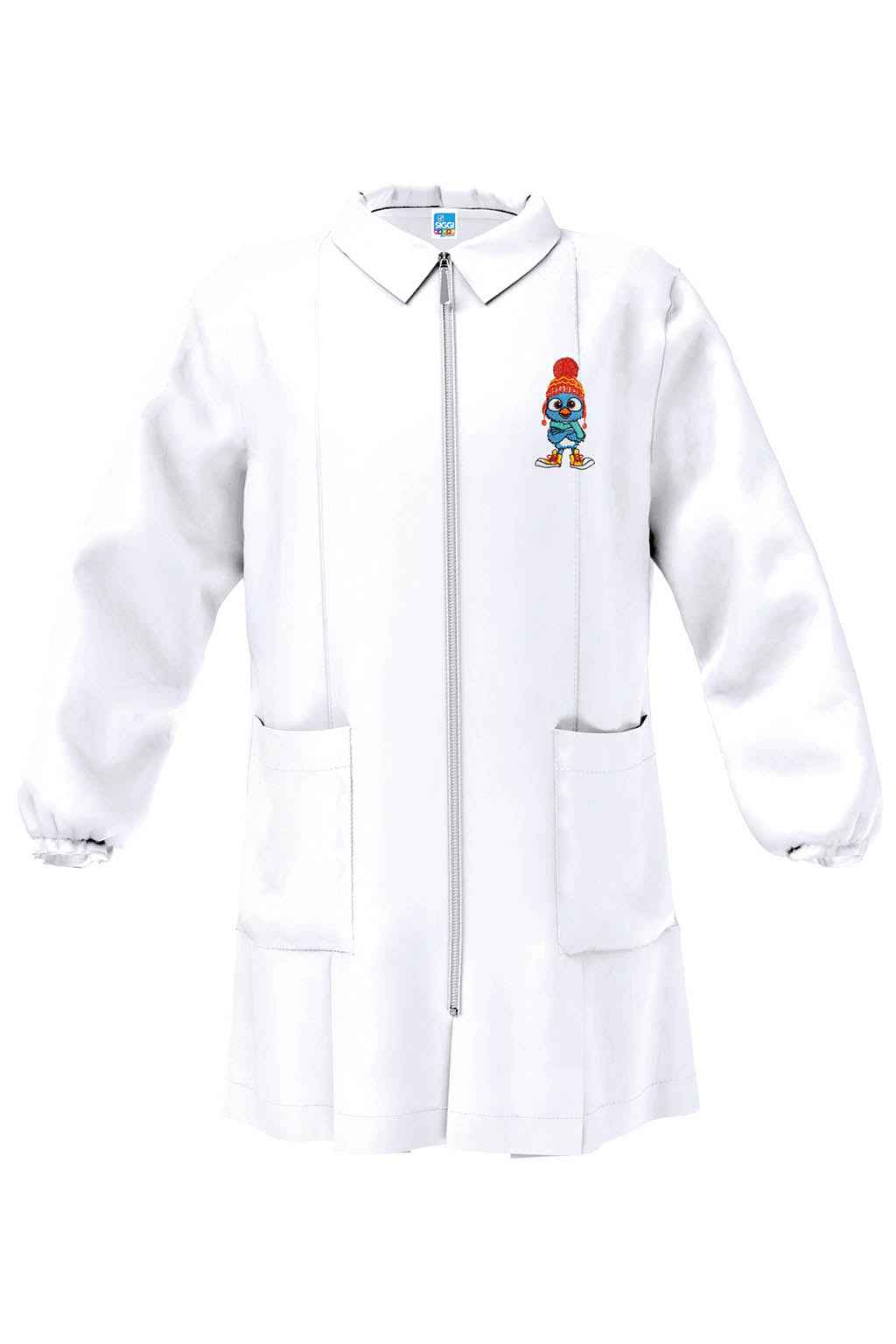 Grembiule bianco asilo bambino con zip Siggi ricamo Calcio 4355