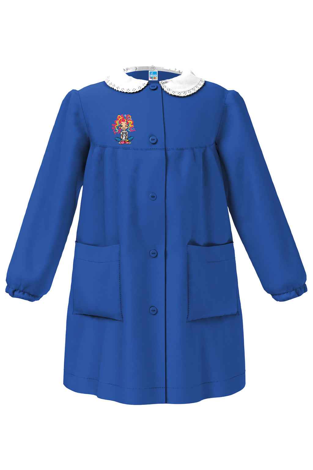 Grembiule scuola elementare Blu bambina Siggi Made in Italy ricamo Capelli Arcobaleno 4366