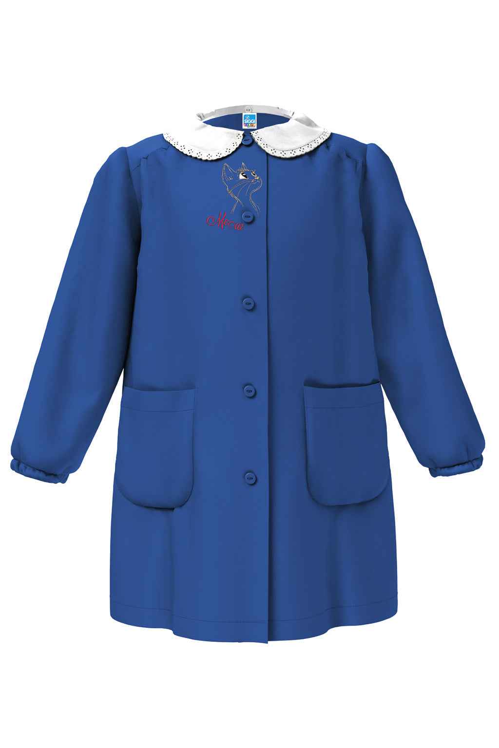 Grembiule scuola elementare Blu bambina Siggi Made in Italy ricamo Gattino 4369