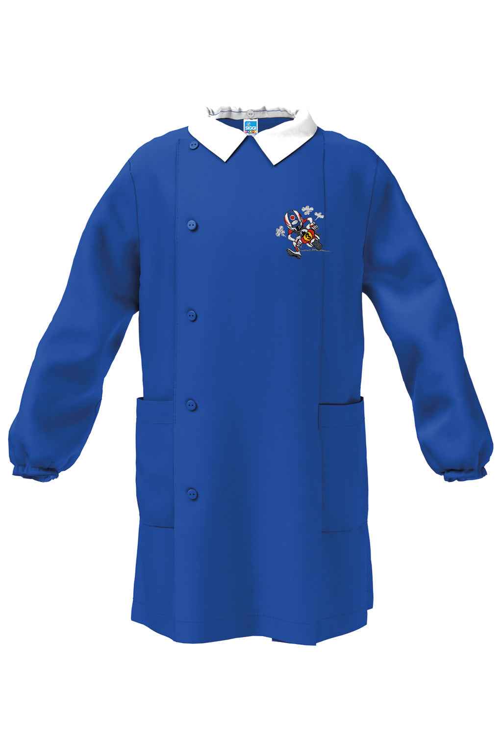 Grembiule scuola elementare blu bambino Siggi Made in Italy ricamo Moto 4388