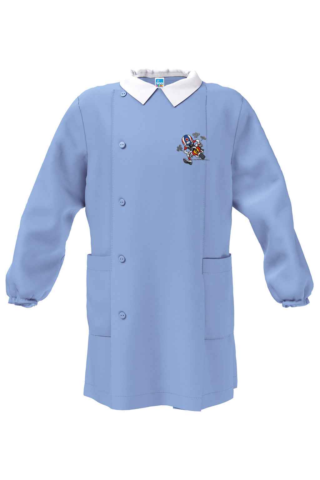Grembiule scuola elementare Celeste bambino Siggi Made in Italy ricamo Moto 4388