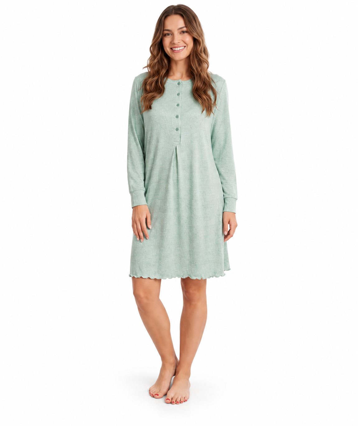 Camicia da notte serafino donna viscosa Gary C538 - VERDE - foto su fondo bianco