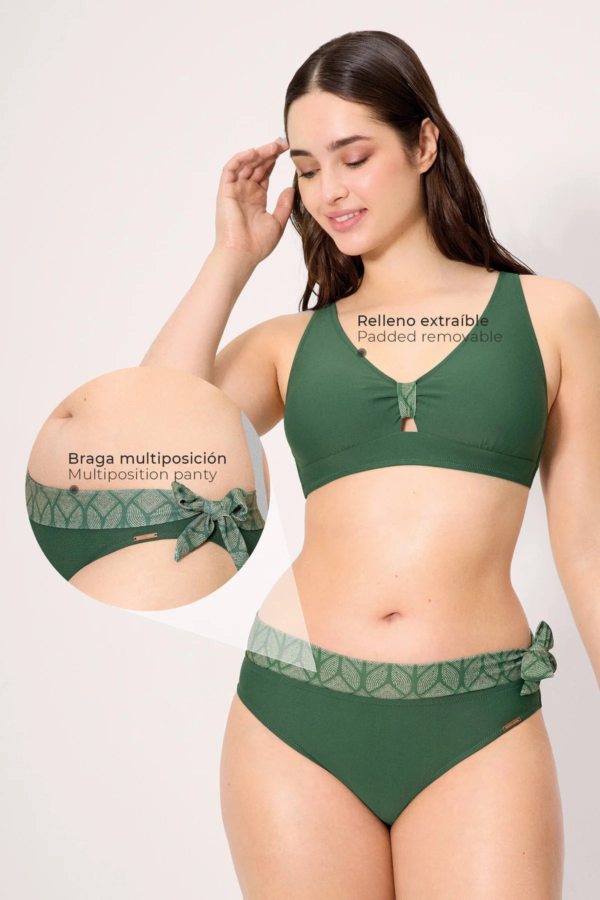 Costume da bagno donna bikini triangolo senza ferretto coppa C e slip midi Ysabel Mora 83286