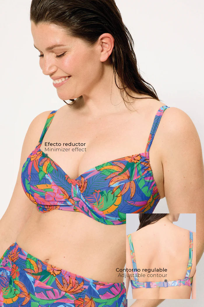 Costume da bagno donna bikini con ferretto coppa C e slip midi snellente Ysabel Mora 83401