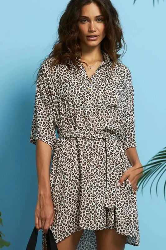 Abitino mare donna viscosa manica 3/4 Noidinotte Camicione maculato LA2568AB