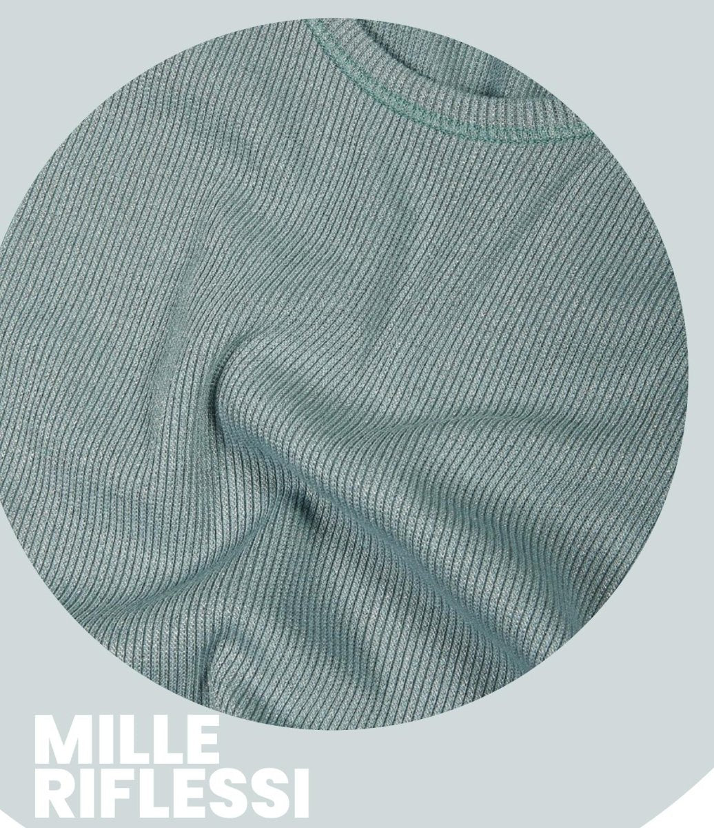 Abito canotta spalla larga donna a costine in cotone lamè Sublyme 12208