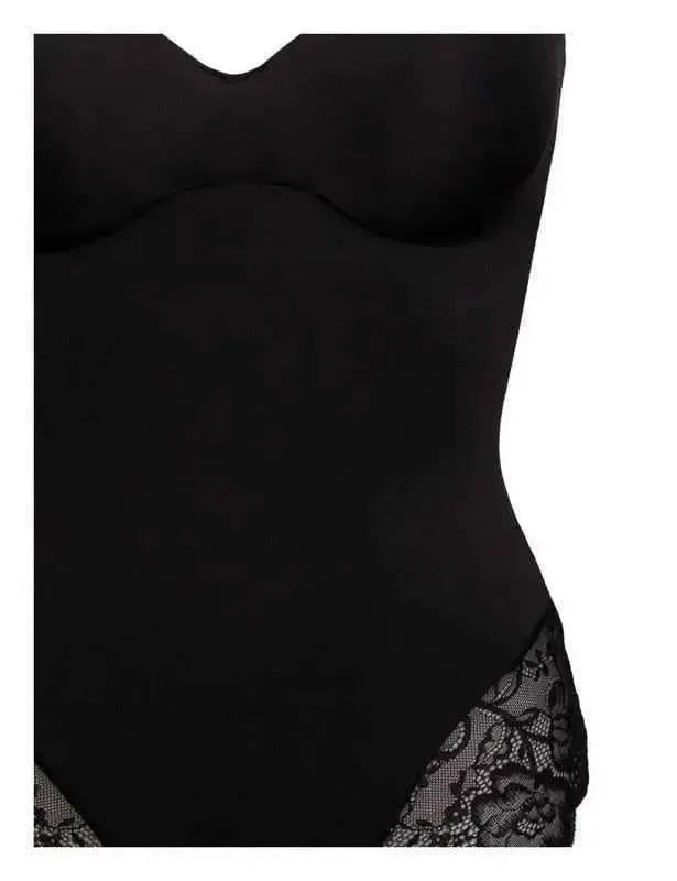 Body donna contenitivo modellante Sièlei in microfibra stretch con pizzo floreale 1978
