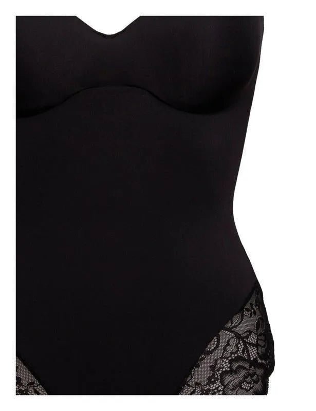 Body donna contenitivo modellante Sièlei in microfibra stretch con pizzo floreale 1978