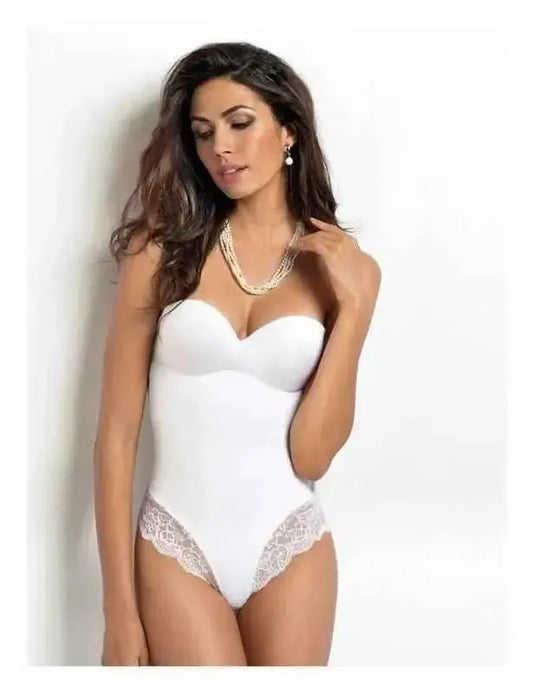 Body donna contenitivo modellante Sièlei in microfibra stretch con pizzo floreale 1978
